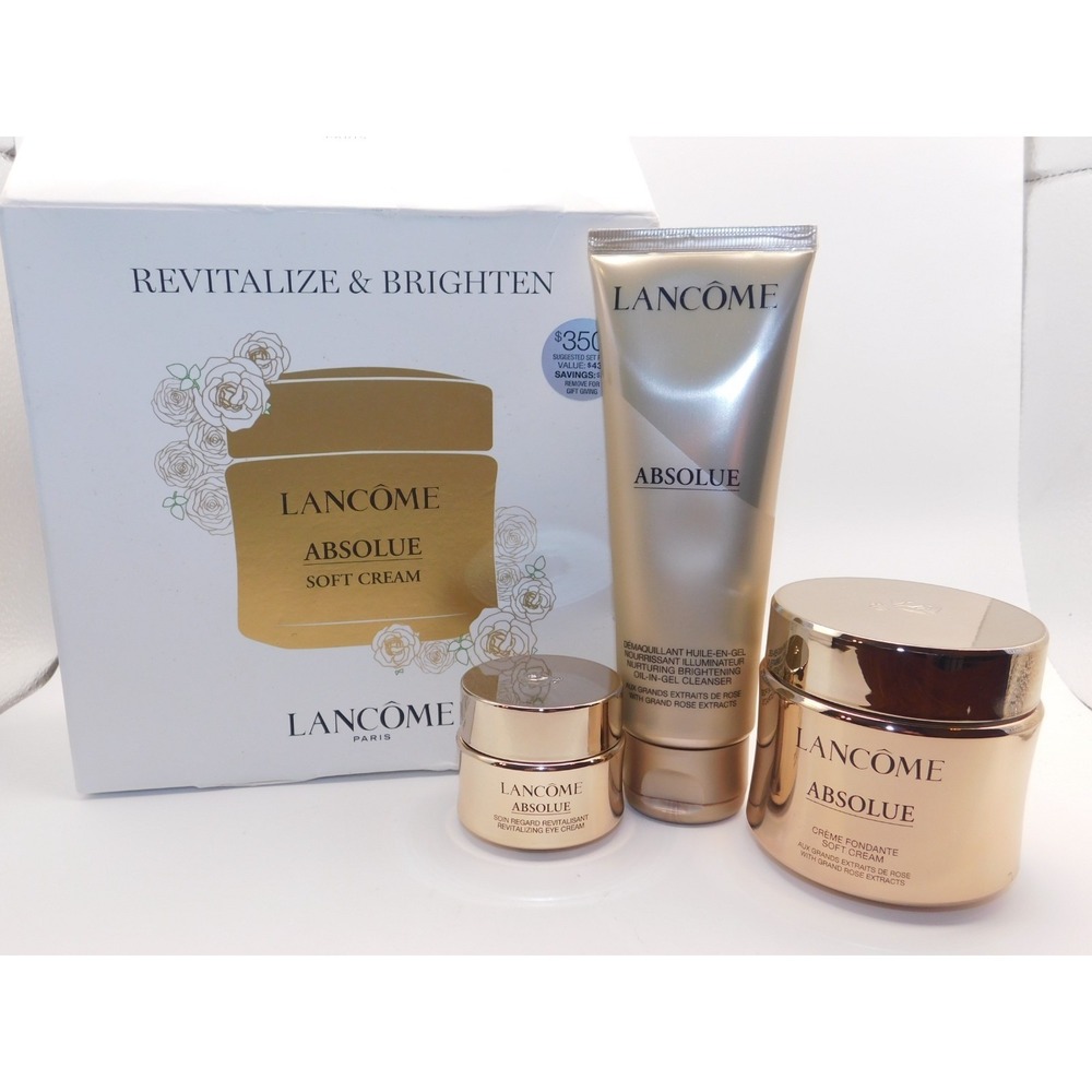 Lancome Absolue Soft Cream Set Revitalize Brighten  Fondante-Eye Cream-Cleanser